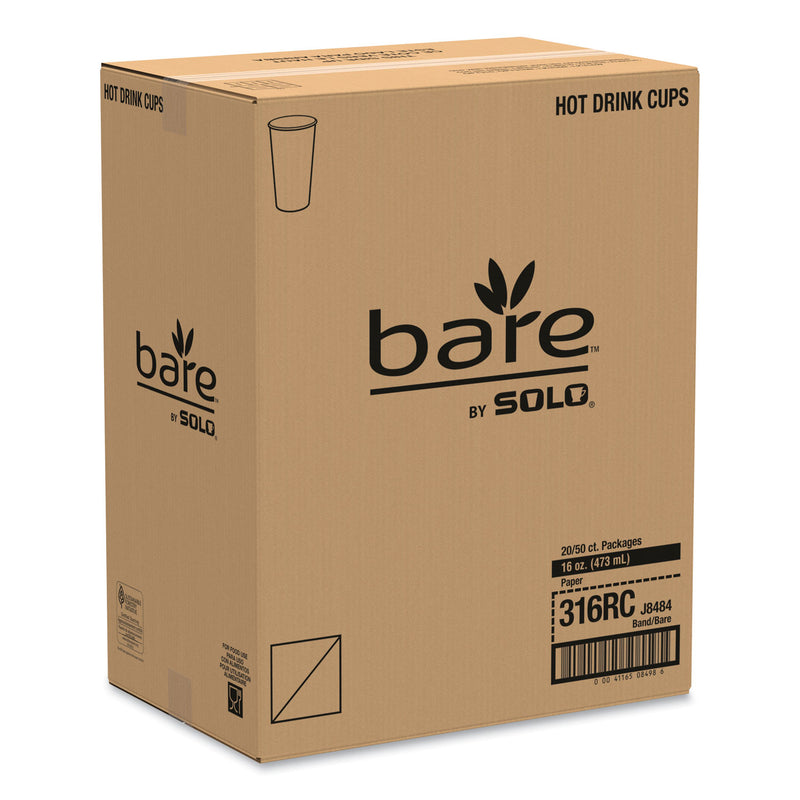 Dart Bare by Solo Eco-Forward Recycled Content PCF Paper Hot Cups, 16 oz, Green/White/Beige, 1,000/Carton