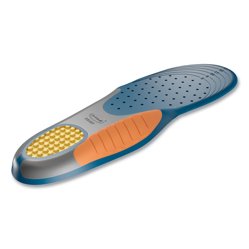 Dr. Scholl's Pain Relief Orthotic Heavy Duty Support Insoles, Men Sizes 8 to 14, Gray/Blue/Orange/Yellow, Pair