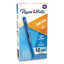 Paper Mate InkJoy Gel Pen, Retractable, Micro 0.5 mm, Blue Ink, Blue Barrel, Dozen