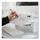 Quartet Adjustable Height Desktop Glass Monitor Riser with Dry-Erase Board, 14 x 10.25 x 2.5 to 5.25, White, Supports 100 lb