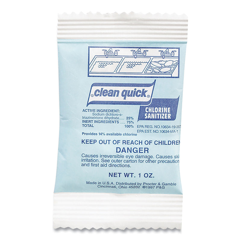 Clean Quick Powdered Chlorine-Based Sanitizer, 1oz Packet, 100/Carton