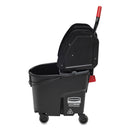 Rubbermaid WaveBrake 2.0 Bucket/Wringer Combos, Down-Press, 35 qt, Plastic, Black