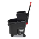 Rubbermaid WaveBrake 2.0 Bucket/Wringer Combos, Side-Press, 35 qt, Plastic, Black