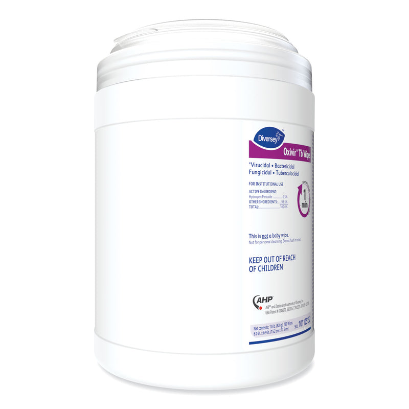 Diversey Oxivir TB Disinfectant Wipes, 6 x 6.9, Characteristic Scent, White, 160/Canister, 4 Canisters/Carton