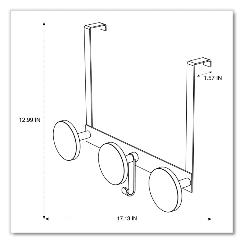 Alba Over the Door Coat Hook, Metal and Plastic, 3 Pegs, Black