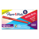 Paper Mate Write Bros. Grip Ballpoint Pen, Stick, Medium 1 mm, Red Ink, Red Barrel, Dozen