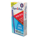 Paper Mate Write Bros. Ballpoint Pen, Stick, Medium 1 mm, Blue Ink, Blue Barrel, Dozen