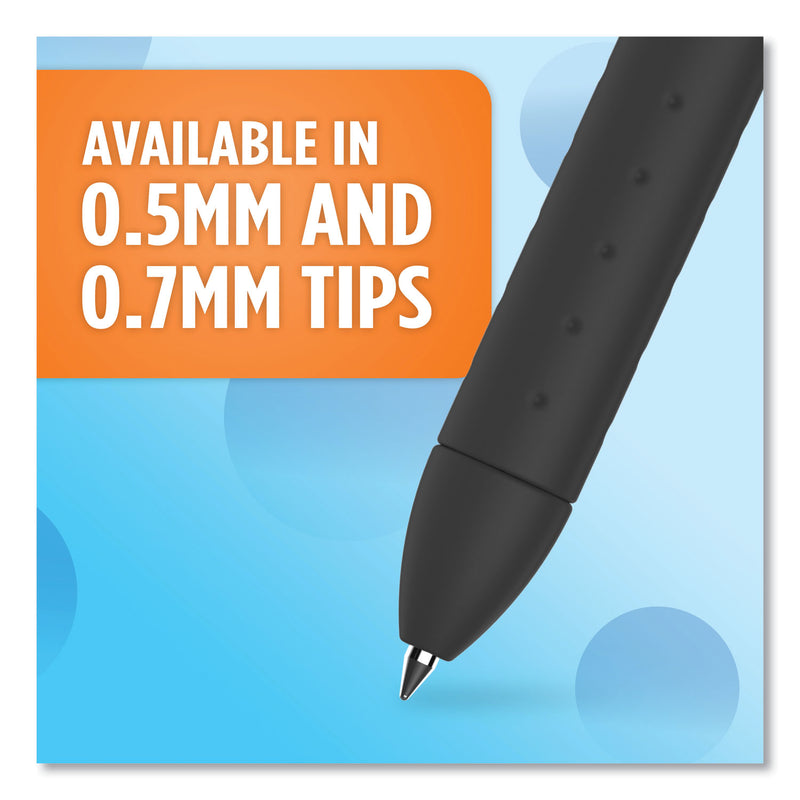 Paper Mate InkJoy Gel Pen, Stick, Fine 0.5 mm, Black Ink, Black Barrel, Dozen