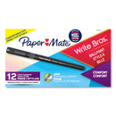 Paper Mate Write Bros. Grip Ballpoint Pen, Stick, Medium 1 mm, Black Ink, Black Barrel, Dozen