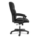 HON HVL151 Executive High-Back Leather Chair, Supports Up to 250 lb, 17.75" to 21.5" Seat Height, Black