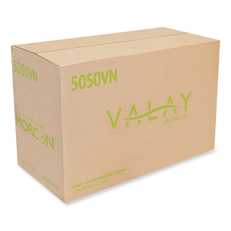Morcon Tissue Valay Interfolded Napkins, 1-Ply, 6.3 x 8.85, Kraft, 6,000/Carton