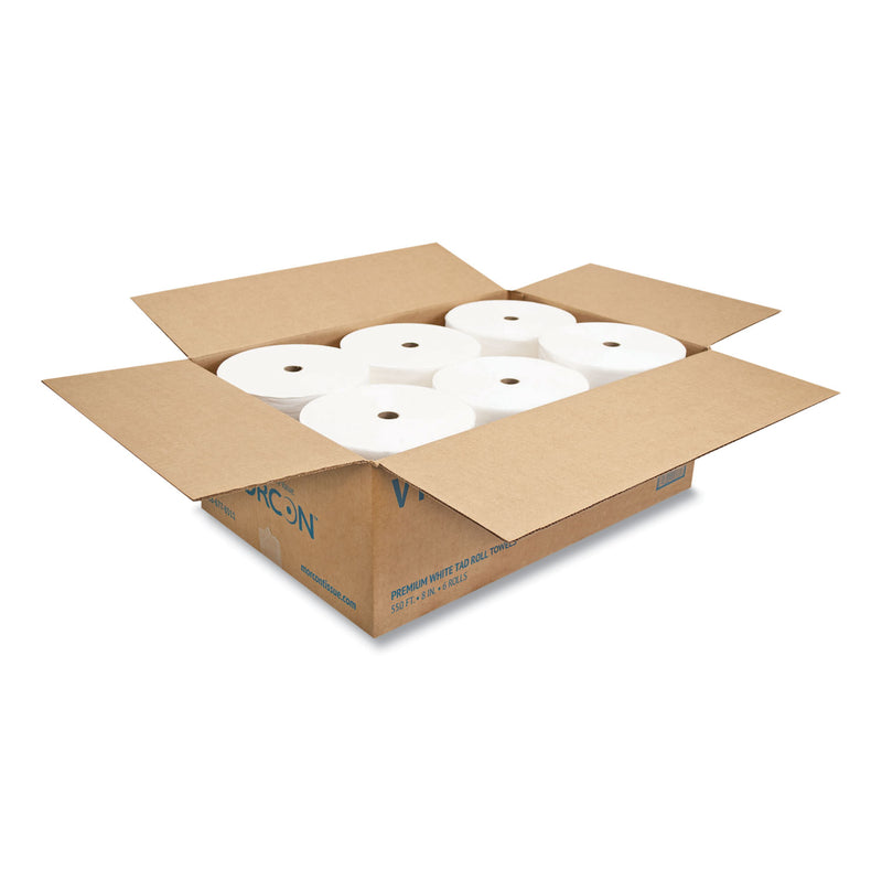 Morcon Tissue Valay Proprietary TAD Roll Towels, 1-Ply, 7.5" x 550 ft, White, 6 Rolls/Carton