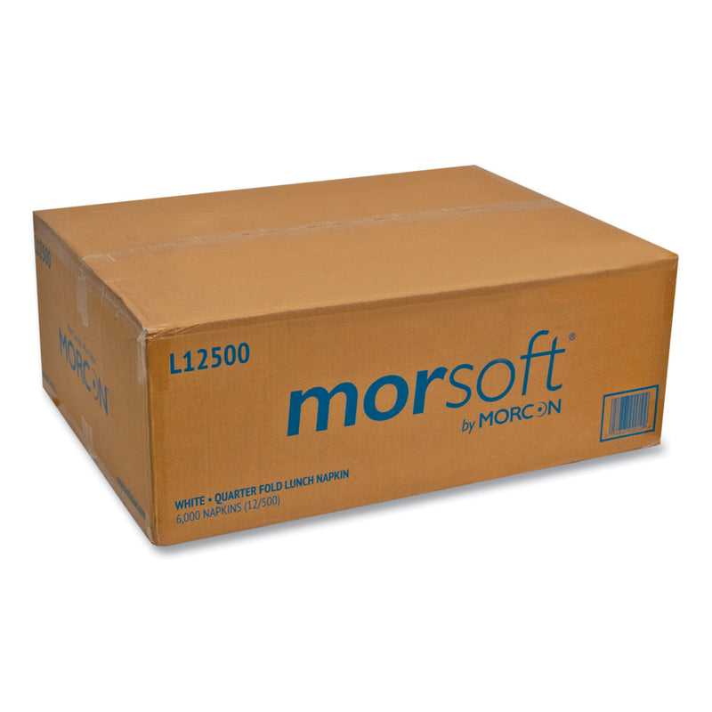 Morcon Tissue Morsoft 1/4 Fold Lunch Napkins, 1 Ply, 11.8" x 11.8", White, 6,000/Carton
