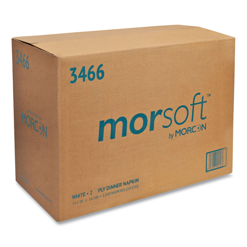 Morcon Tissue Morsoft Dinner Napkins, 2-Ply, 14.5 x 16.5, White, 3,000/Carton