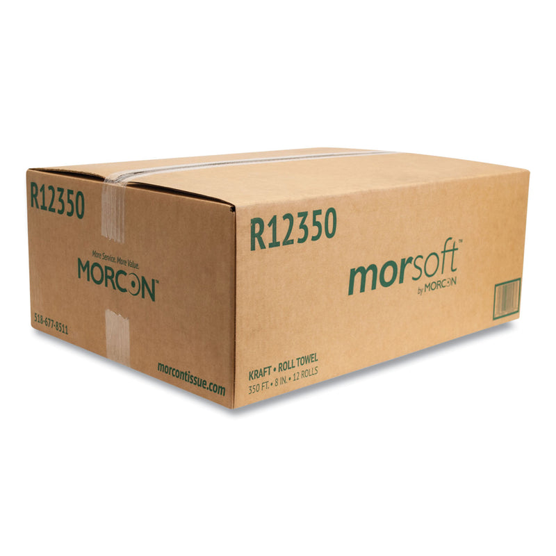 Morcon Tissue Morsoft Universal Roll Towels, 8" x 350 ft, Brown, 12 Rolls/Carton