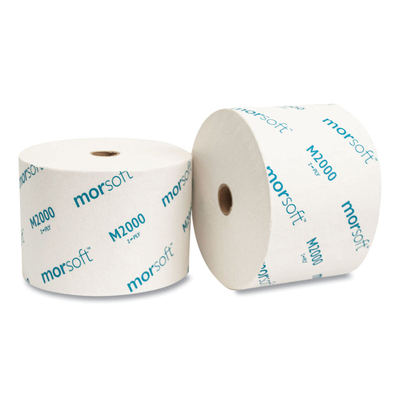 Morcon Tissue Small Core Bath Tissue, Septic Safe, 1-Ply, White, 2,000 Sheets/Roll, 24 Rolls/Carton