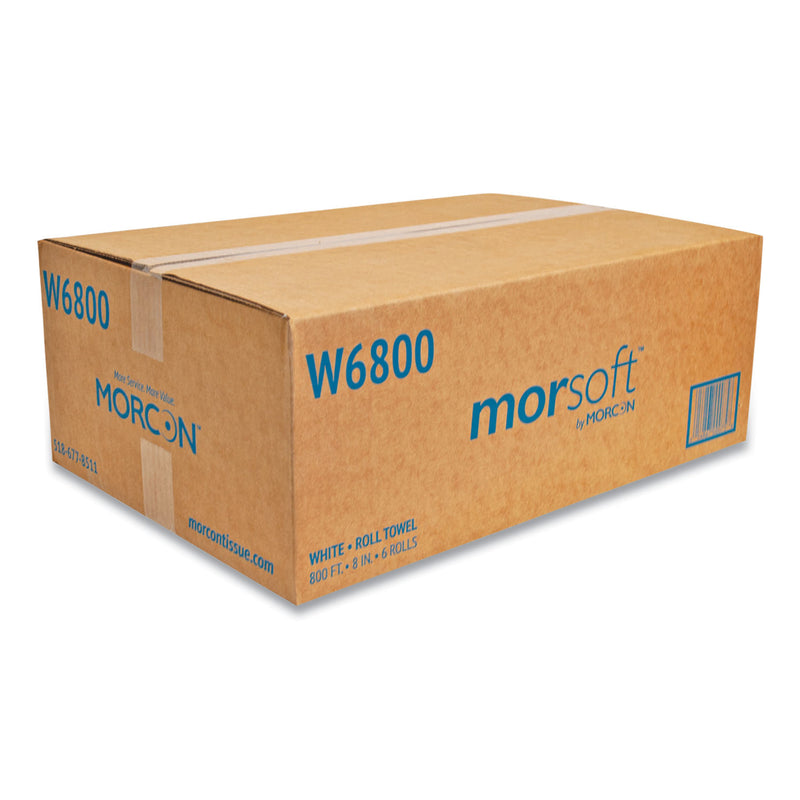 Morcon Tissue Morsoft Universal Roll Towels, 8" x 800 ft, White, 6 Rolls/Carton