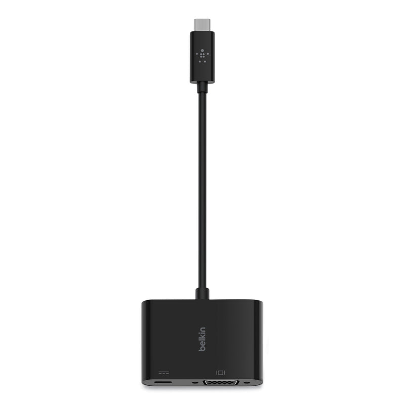 Belkin USB-C to VGA + Charge Adapter, USB-C(F)/USB-C(M)/VGA, 2.36", Black