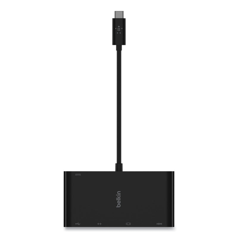 Belkin USB-C Multimedia + Charge Adapter, 4K HDMI/USB-A/USB-C/VGA, 4.9 ft, Black