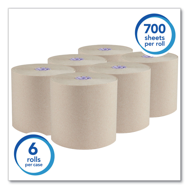 Scott Essential 100% Recycled Fiber Hard Roll Towel, 1.75" Core, 8" x 700 ft, Brown, 6/Carton