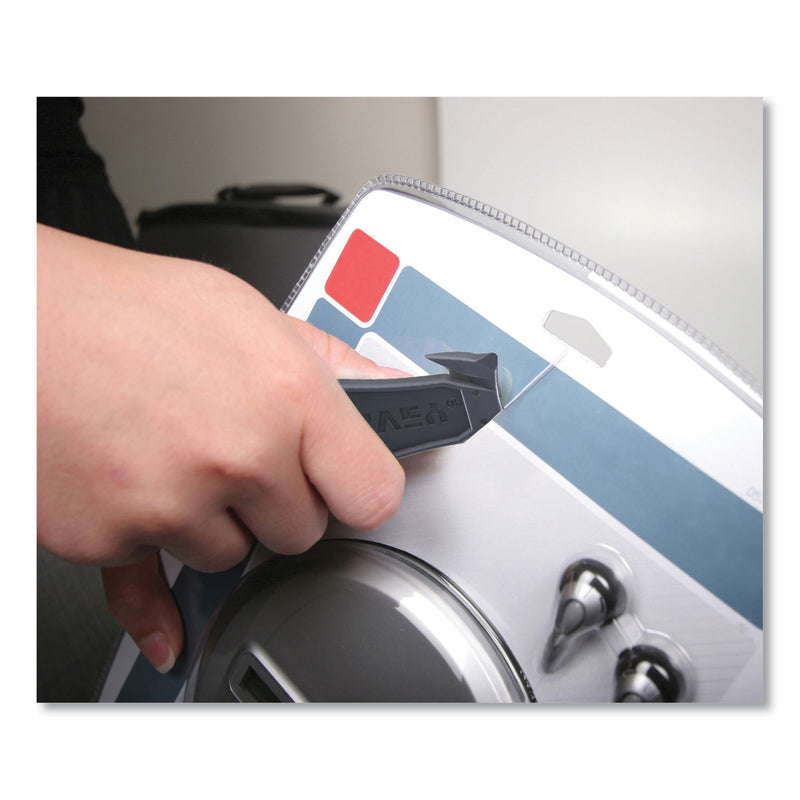 Garvey Safety Cutter Box Cutter Knife with Double Shielded Blade, 4" Plastic Handle, Black, 5/Pack