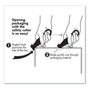 Garvey Safety Cutter Box Cutter Knife with Double Shielded Blade, 4" Plastic Handle, Black, 5/Pack