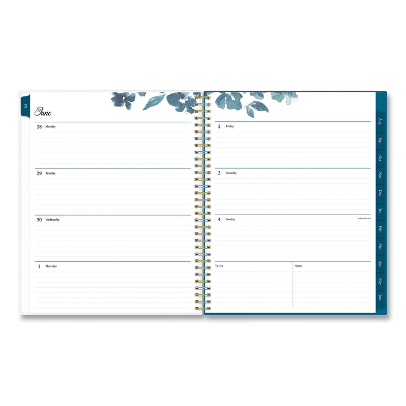 Blue Sky Bakah Blue Academic Year Weekly/Monthly Planner, Floral Artwork, 11 x 8.5, Blue/White Cover, 12-Month (July-June): 2022-2023