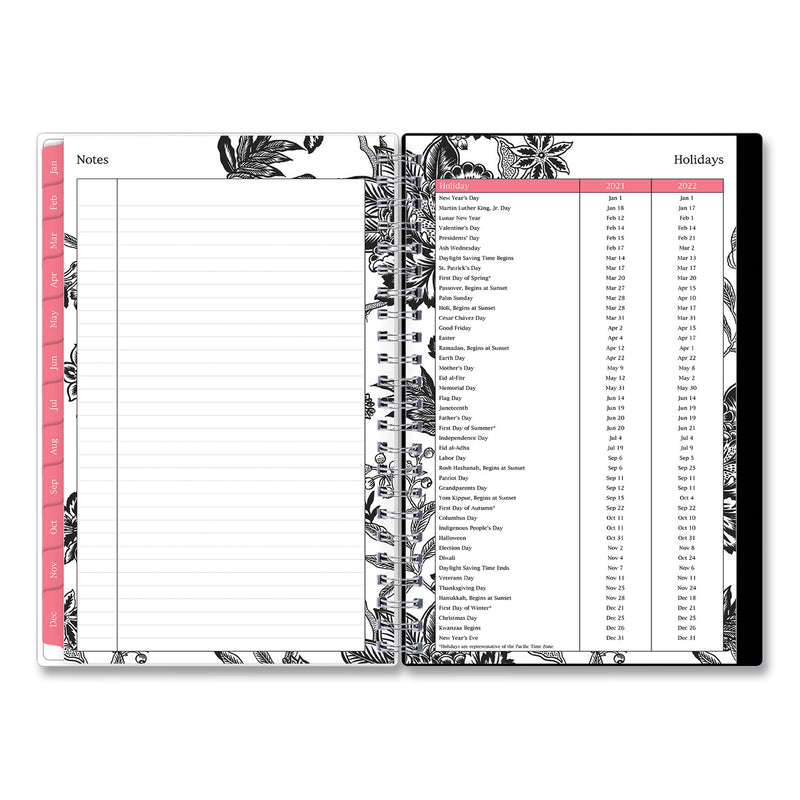 Blue Sky Analeis Create-Your-Own Cover Weekly/Monthly Planner, Floral, 8 x 5, White/Black/Coral, 12-Month (July to June): 2022 to 2023