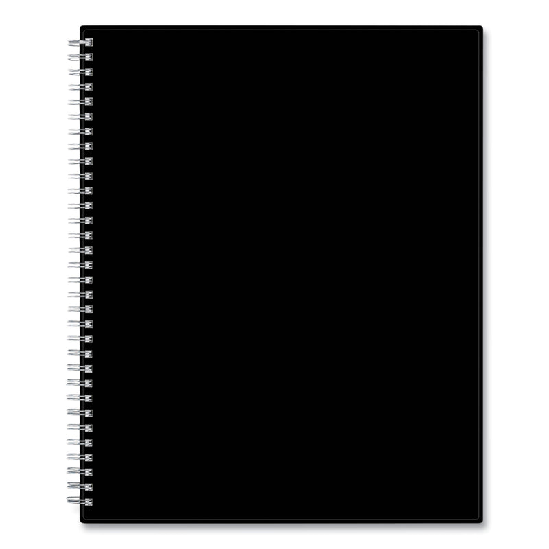 Blue Sky Solid Black Teacher's Weekly/Monthly Lesson Planner, Two-Page Spread (Nine Classes), 11 x 8.5, Black Cover, 2022 to 2023