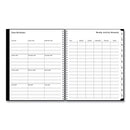 Blue Sky Solid Black Teacher's Weekly/Monthly Lesson Planner, Two-Page Spread (Nine Classes), 11 x 8.5, Black Cover, 2022 to 2023