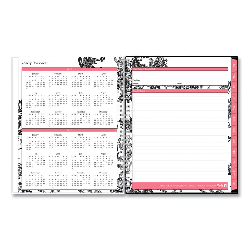 Blue Sky Analeis Create-Your-Own Cover Weekly/Monthly Planner, Floral, 11 x 8.5, White/Black/Coral, 12-Month (July-June): 2022-2023