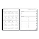 Blue Sky Solid Black Teacher's Weekly/Monthly Lesson Planner, Two-Page Spread (Nine Classes), 11 x 8.5, Black Cover, 2022 to 2023