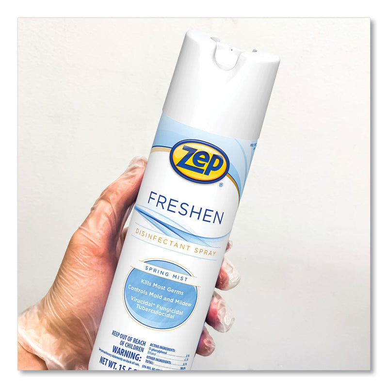 Zep Freshen Disinfectant Spray, Spring Mist, 15.5 oz Aerosol Spray, 12/Carton