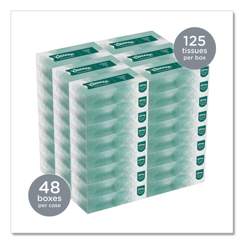 Kleenex Naturals Facial Tissue for Business, Flat Box, 2-Ply, White, 125 Sheets/Box