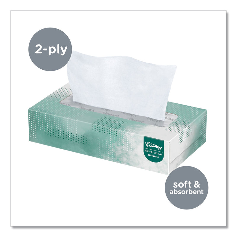 Kleenex Naturals Facial Tissue for Business, Flat Box, 2-Ply, White, 125 Sheets/Box