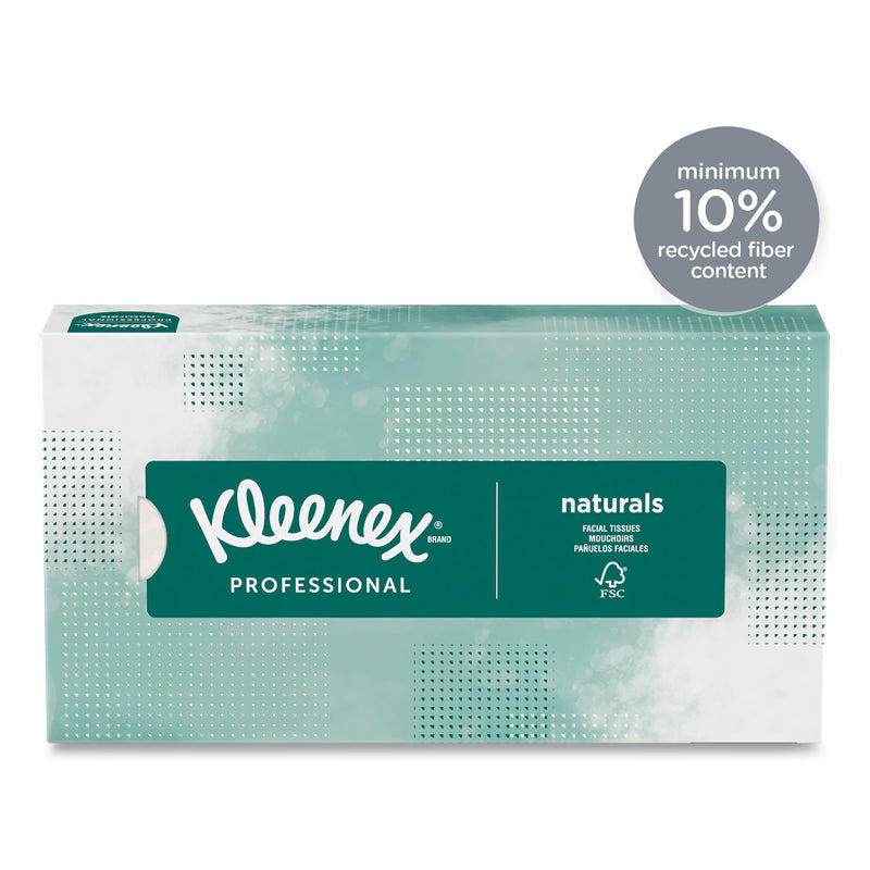 Kleenex Naturals Facial Tissue for Business, Flat Box, 2-Ply, White, 125 Sheets/Box
