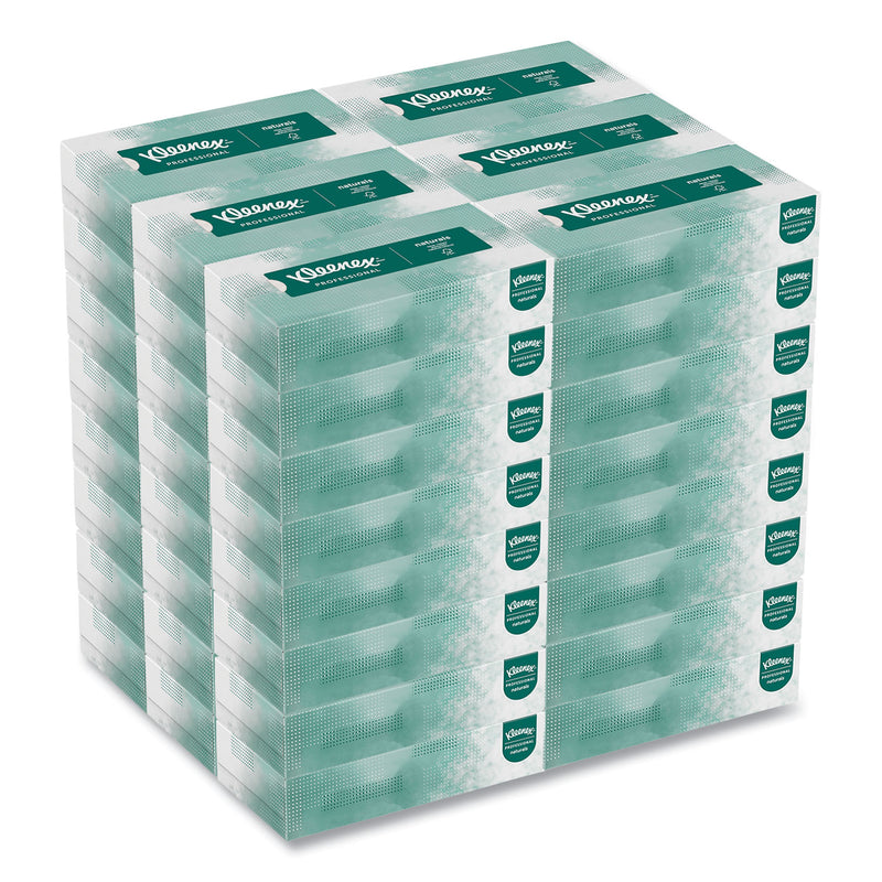 Kleenex Naturals Facial Tissue for Business, Flat Box, 2-Ply, White, 125 Sheets/Box