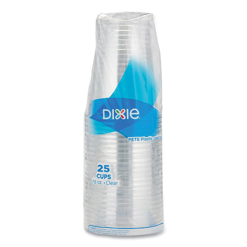 Dixie Clear Plastic PETE Cups, 16 oz, 50/Sleeve, 20 Sleeves/Carton