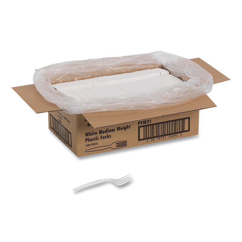 Dixie Mediumweight Polypropylene Cutlery, Fork, White, 1,000/Carton