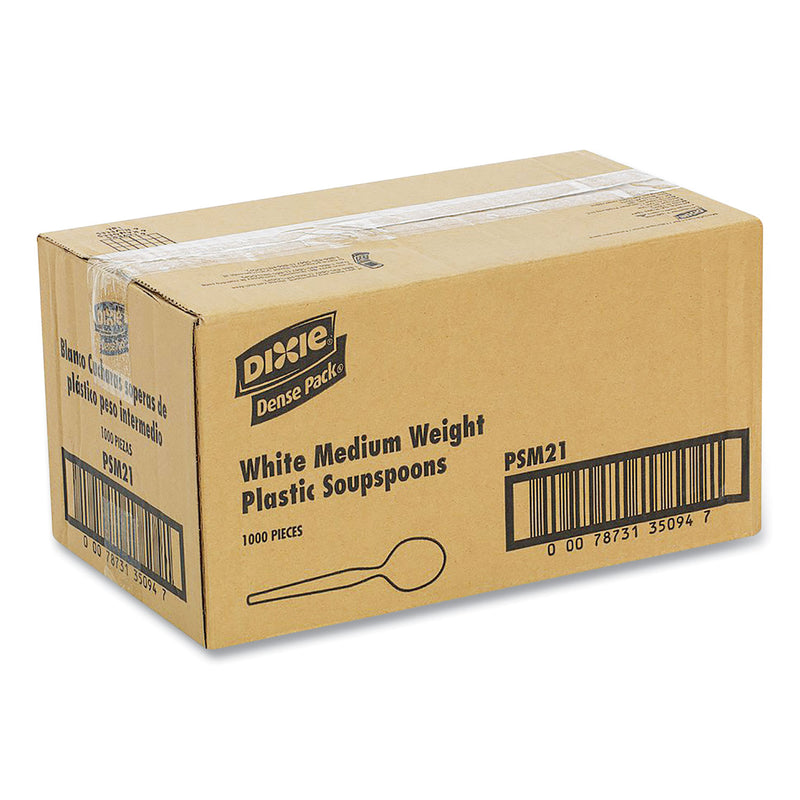 Dixie Plastic Cutlery, Mediumweight Soup Spoons, White, 1,000/Carton