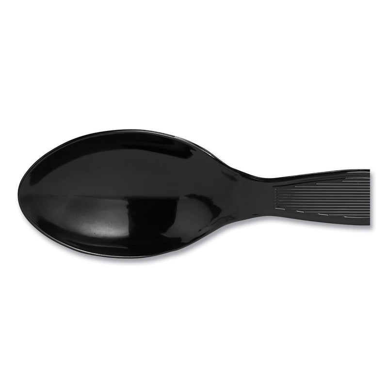 Dixie Plastic Cutlery, Heavyweight Teaspoons, Black, 1,000/Carton
