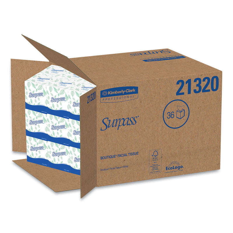 Surpass Facial Tissue for Business, 2-Ply, White, Pop-Up Box, 110/Box, 36 Boxes/Carton