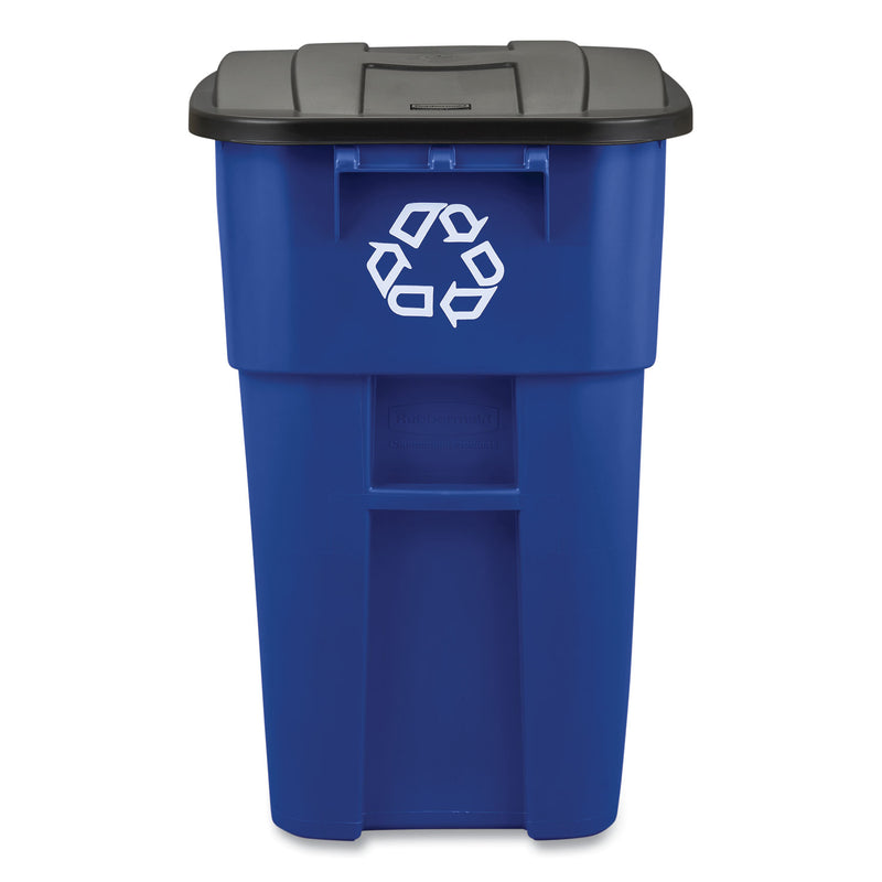 Rubbermaid Brute Recycling Rollout Container, Square, 50 gal, Blue
