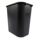 Rubbermaid Deskside Plastic Wastebasket, Rectangular, 7 gal, Black