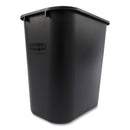 Rubbermaid Deskside Plastic Wastebasket, Rectangular, 7 gal, Black