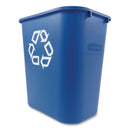 Rubbermaid Medium Deskside Recycling Container, Rectangular, Plastic, 28.13 qt, Blue