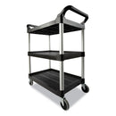 Rubbermaid Open-Side Utility Cart, Plastic, 3 Shelves, 300 lb Capacity, 40.63" x 20" x 37.81", Black