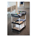 Rubbermaid Open-Side Utility Cart, Plastic, 3 Shelves, 300 lb Capacity, 40.63" x 20" x 37.81", Black