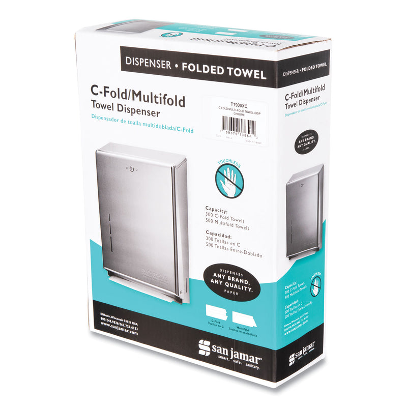 San Jamar C-Fold/Multifold Towel Dispenser, 11.38 x 4 x 14.75, Chrome