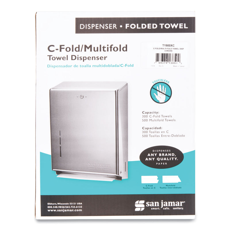 San Jamar C-Fold/Multifold Towel Dispenser, 11.38 x 4 x 14.75, Chrome